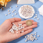 FASHEWELRY 500Pcs White Golden Letter Beads 4.5mm Square Alphabet Beads Acrylic Cube Letter M Beads for Friendship Bracelet Necklace Keychains Jewelry Making - color: Letter M
