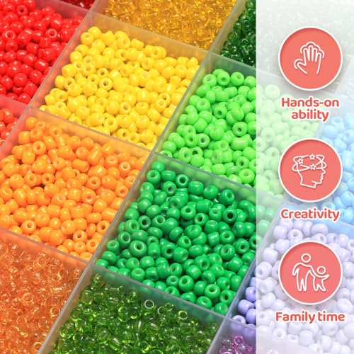 IOOLEEM Light Green Seed Beads, 4000+ pcs 3mm Glass Beads for Jewelry Making, Bracelets - color: Light Green, size: 3mm / 4000pcs