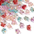 Ipotkitt 100 Pcs 5 Colors Baking Paint Glass Butterfly Charms with Glitter Powder Colorful Crystal Animal Charms for Earrings Bracelets Necklace DIY Craft Jewelry Making - color: 100pcs-Butterfly Charms-12x14x5.5mm