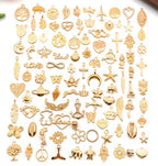 100 Pieces Jewelry Making Charms Pendants for Bracelet Bulk lot Necklace Earrings Keychain Charms Beads DIY Kit Trendy Craft - style: Gold Heart Butterfly