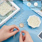 PH PandaHall 4mm Pearl Beads, 1000 Pcs Tiny Smooth Satin Luster Craft Glass Pearl Bead Round Loose Spacer Beads for Earring Bracelet Necklace Waist Chain Wedding Crafts, Cream White - color: Cream White