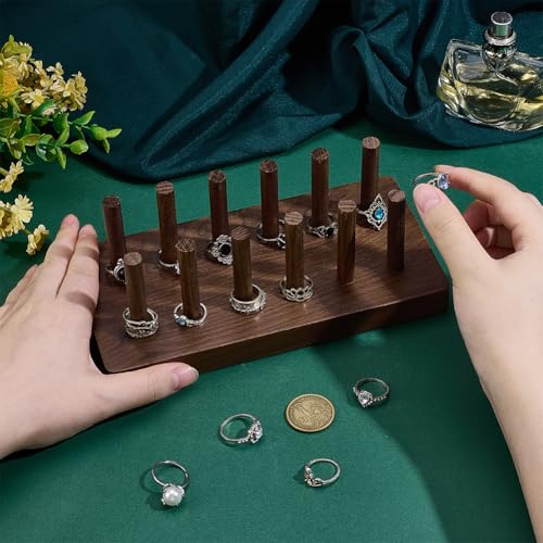 PH PandaHall 12 Cones Wood Ring Holder Ring Display Stand Fingers Rings Organizer Rings Display Case Jewelry Storage Organizer for Retail Selling Vendors Exhibition Jewelry Showcase