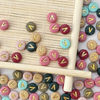 200PCS Letter Beads,4x7mm Colorful Round Acrylic Alphabet V Beads Letter V Beads with Letter for Bracelet Making Necklace Keychain Jewelry DIY(Letter V) - color: Letter V