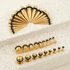 Longbeauty 14G-00G 36pcs Ear Gauges Stretching Kit Surgical Steel Tapers for Ears Gauge Starter Kits Single Flat Top Gauges Plugs for Women Men - color: Gold