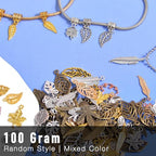 stino 100g Metal Pendant Charms for Jewelry Making, Bulk Silver & Gold Plated Charms for Braclet Necklace Crafts, Animal Plant Flower Pet and so on - color: Leaf Silver & Gold
