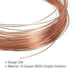 PATIKIL 66 Feet Solid Bare Copper Wire, 23 Gauge 99.9% Pure Copper Wire 0.6mm Soft Beading Wire Metal Plant Stem Ties for Jewelry Craft (20m) - size: 0.6mmx20m