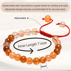 Amazing Gemstone Carnelian Bracelet for Women Men's Gifts - Protection Healing Crystal Bracelet - 8mm Gemstone Beaded Adjustable Bracelet - color: Carnelian