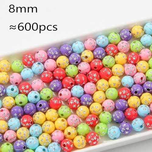 8mm Acrylic Beads 600pcs Star Spacer Bubble Bead Plastic Crafts Bead for DIY Necklaces Bracelets Earrings Jewelry Making (Purple&red) - color: purple&red