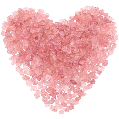 400pcs Natural Chip Stone Beads for Jewelry Making Strawberry Quartz 5-8mm Irregular Gemstones Healing Crystal Loose Rocks Bead Hole Drilled for Ring Earrings Necklace Bracelet Making DIY Art Crafts - color: Strawberry Quartz(2 Strands-62")