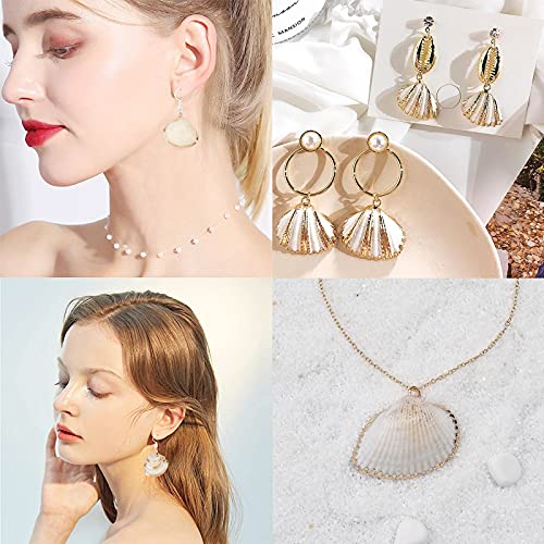 SUNNYCLUE 1 Box 16Pcs Seashell Charms Oval Ocean Beach Spiral Connectors Pendant Conch Shells Charms with Plated Golden Loop Bail for Jewelry Making DIY Necklace Bracelet Supplies - color: 1 Box 16Pcs Seashell Charms