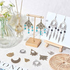 SUNNYCLUE 1 Box 60Pcs 15 Style Tibetan Chandelier Charms Alloy Chandelier Components Links Filigree Flower Linking Charms Teardrop Connector Round Charm for Jewelry Making Charms DIY Supplies Adult - color: 60pcs 15 Style Mixed Color