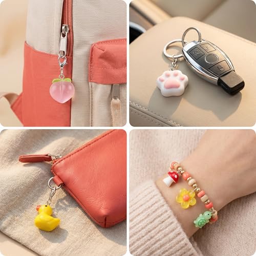 KJML DIY Cute Keychain Charms Bulk 30pcs Pendant Charms for Keychain Making Mini Resin Charm for Funny Keychains Bag Charm Purse Backpack Jewelry Making - color: Mix Random