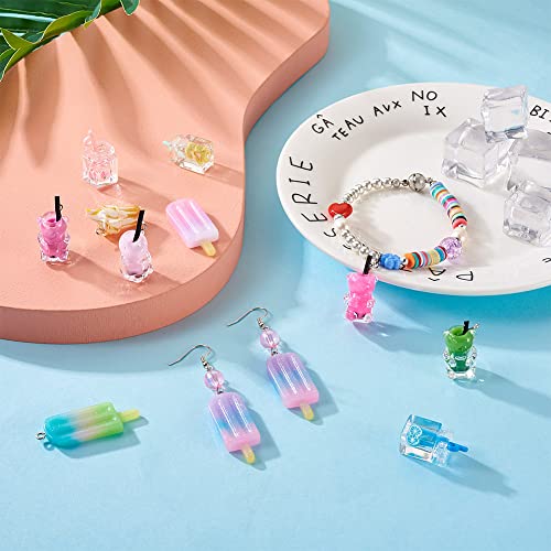 Craftdady Resin Plastic Miniature Food Snack Pendants Charms Ice Drink Juice Pendants Cute Bottle Fruit Keychain Charms Hang Ornament for DIY Craft Earring Bracelet Necklace Jewelry Making - color: Mixed Color Bubble Tea (24 Styles)