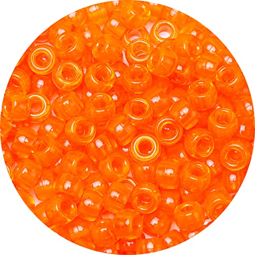 Eppingwin Beads and Bead assortments (1000 Pony Beads-Orange Transparent)… - color: Orange transparent, size: Medium Pack