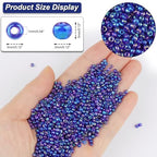 Size 3 mm 8/0 Glass Seed Beads, 5100 Pcs Small Mini Spacer Loose Pony Beads for Jewelry Making and DIY Crafts (AB Blue Purple) - color: AB Blue Purple, size: Medium