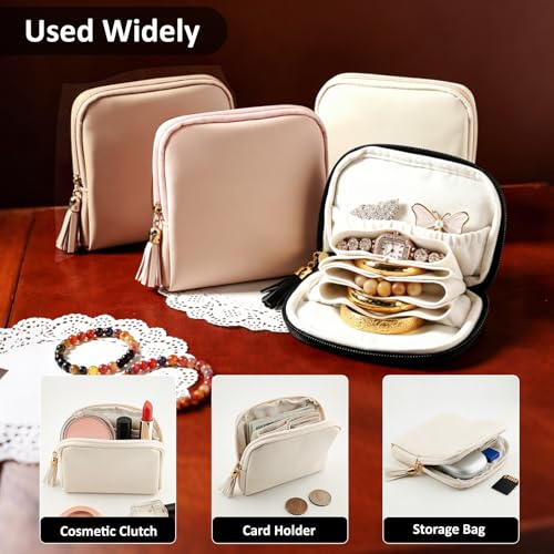 shunmei Mini Travel Jewelry Bag, Small Travel Jewelry Case with Zipper, Portable Velvet Jewelry Pouches for Necklaces, Earrings, Rings, Bracelets,Travel Essentials Gifts for Women Girls(Black) - color: Black