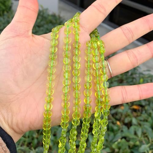 Adabele 15 Inch Natural Green Crystal (Imitation Peridot) Gemstone Beads 6mm Faceted Flat Round Coin Gem Stone Spacer (62-67pcs) for Jewelry Making GZ13-2 - color: Green Crystal (Peridot Imitation), size: 15 Inch/1 Strand
