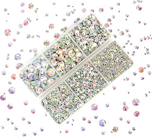 4000pcs Hot Fix Round Crystals Gems Glass Stones Hotfix Flat Back Rhinestones (Crystal AB) - color: Crystal AB, size: 4000 Count (Pack of 1)