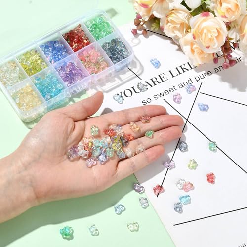 300Pcs Butterfly Crystal Acrylic Beads for Bracelets Making 10 Colors Transparent Spray Painted Spacer Beads for Jewelry Necklaces Earrings Keychains Crafting DIY Craft Supplies - color: Butterfly- 300 pcs