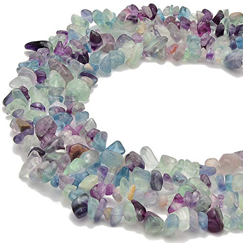 PLTbeads 5-8mm Natral Healing Gemstone Waist Bracelets Necklace Kit Irregular Stone DIY Crafts Design Jewelry Making 1 Strand per Bag Approxi 34 inch (Mutilcolor Fluorite Chips) - color: Mutilcolor Fluorite Chips