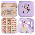 AYGXU Travel Jewelry Box for Women and Girls - Small Case With Initial A-Z - Teacher Gifts - color: purple, size: S