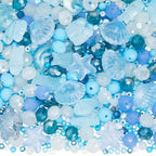 SUNNYCLUE 1 Box About 295pcs Summer Beading Kit Glass Turtle Bead Light Sky Blue Clear Hawaii Beach Ocean Animal Life Fish Starfish Turtle Seashell Spacers for Jewelry Making Beading Kits Adulting - style: Ocean 3