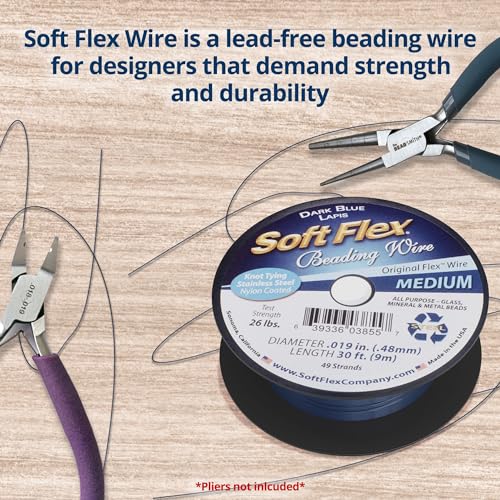 Soft Flex 49 Strand Beading Wire - Medium 0.19 Diameter - 30 Feet Nylon Design Wire - style: Dark Blue Lapis