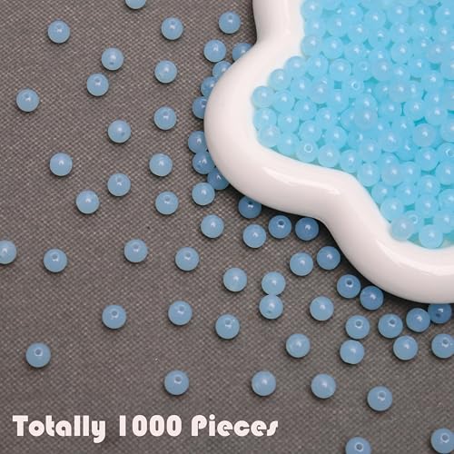 BONNY BOXX 1000PCs 6MM Jelly Light Blue Acrylic Round Beads, Smooth Transparent Acrylic Balls, Plastic Resin Gumball Bubblegum Chunky Beads for Necklace & Bracelet Making, Crafting Supplies - color: Jelly Light Blue, size: 6MM