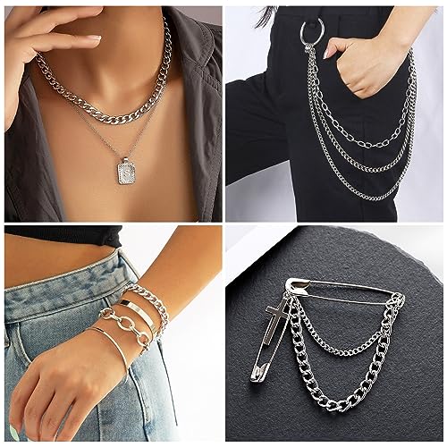 Craftdady 16.4 ft Aluminum Chain 8x5mm Twisted Silver Chain Unwelded Curb Chain Link Necklace Chain for DIY Crafts Bracelet Jewelry Making Pants Chain - color: Silver, 8x5mm