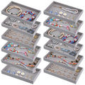 12 Pcs Small Velvet Jewelry Trays Stackable Jewelry Drawers Organizer Trays, Jewelry Storage Display Trays for Necklace Earring Ring Bracelet, Grey (8.26 x 4.92 x 0.98 Inches)