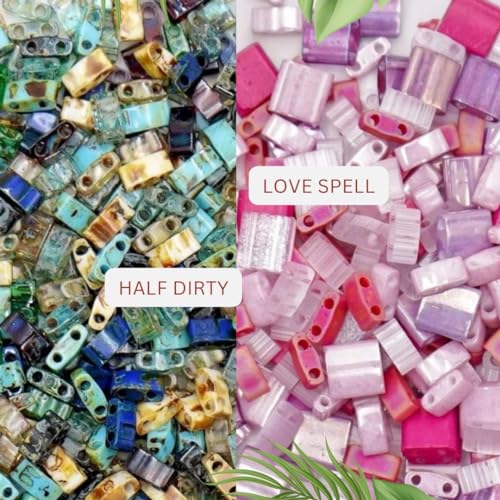 Mack & Rex Love Spell Tila Bead Mix - Full, Half, Quarter Size & 6mm - Pink & Purple - Glass - Modern & Contemporary - 5-10 Pieces - color: Love Spell, size: 10 Gram Bag