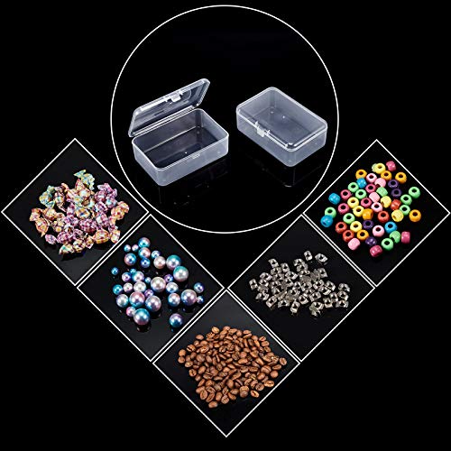 SATINIOR 12 Pack Clear Plastic Beads Storage Containers Box with Hinged Lid for Beads and More (3.54 x 2.36 x 1.26 Inch) - size: 3.54 x 2.36 x 1.26 Inch