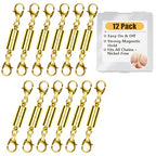 12 Pack Magnetic Necklace Clasps and Closures. Necklace Jewelry Extender with Strong Magnet. for Jewelry Necklace Bracelet Making. Gold and Silver Plating (12Pcs | Gold Cylinder) - color: 12Pcs | Gold Cylinder