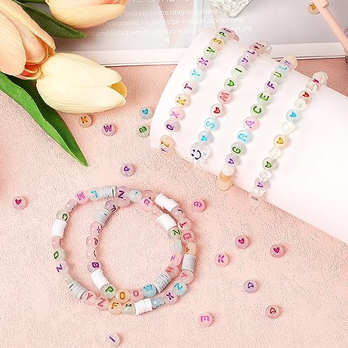 1900pcs Letter Beads, DECYOOL Glow in The Dark Letter Beads, Acrylic Alphabet Beads, with 1 Roll Elastic String for Bracelet Necklace Jewelry Making Supplie - color: reflective