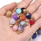 QSLLER 8pcs Natural Stone Pendants,Bean Shape Natural Semi-Precious Stone Pendant Charms（13x18mm） Charms for DIY Jewelry Making Necklace Bracelet