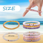 Ornaland 7Pcs Handmade Polymer Clay Heishi Surfer Stretch Bracelets Set Colorful Glass Beads Bracelets Boho Stackable Preppy Bracelets Wrist Jewelry for Women - color: Grayish Yellow