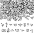 DanLingJewelry 150Pcs Mixed Styles Antique Silver Animal Spacer Beads Tibetan Style Bear Owl Cat Fish Beads for Bracelet Jewelry Craft Making - color: 150pcs - animal - 15 styles