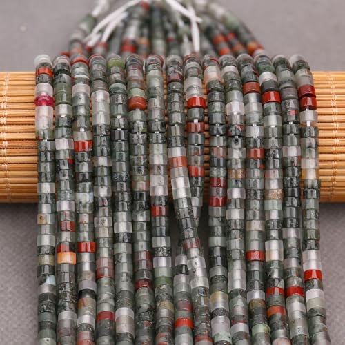 BONNY BOXX 150PCs Natural African Bloodstone Spacer Beads, Loose Semi Precious Flat Round Gemstone Heishi Disc Stone Beads for Beading Jewelry Making 4mm*2mm - color: African Bloodstone, size: 4MM*2MM