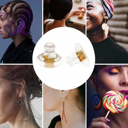 20pcs 14K Gold & Silver Locking Secure Earring Backs for Studs, Hypoallergenic Silicone, No-Irritate Earring Stopper - color: Gold & Silver