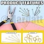 4801 Pcs 6 Size Open Eyepins Assortment Set and Pliers with Store Case in Gold, Silver, Bronze, Gun Metal Open Eye Pins Findings for DIY Earrings, Bracelet, Pendant Jewelry Making