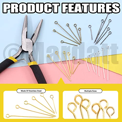 4801 Pcs 6 Size Open Eyepins Assortment Set and Pliers with Store Case in Gold, Silver, Bronze, Gun Metal Open Eye Pins Findings for DIY Earrings, Bracelet, Pendant Jewelry Making