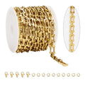 KYUNHOO 2 Meters Hollow Bone Link Jewelry Making Chains Bulk Gold Plated Stainless Steel Chain for Crafting DIY with Lobster Clasps and Jump Rings - color: Bone Gold