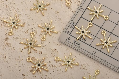 Pack of 20 Rhinestone Charms Gold Plated Pendants Pave Crystal Accessories for Necklace Bracelet Jewelry Making DIY Crafting - color: (Star)VID61602