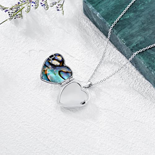 SOULMEET Personalized Silver Locket Necklace That Holds Pictures Photo Keep Someone Near to You, Memorial Custom Lockets Necklaces Letters Engraving for His Her - color: D2-Abalone tree-Black, style: Locket Necklace Only