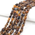 6-8mm Natural Yellow Tiger Eye Nuggets Oval Free Tumbled Pebble Semi Precious Gemstone Loose Stone Beads Approx 15.5 inch for DIY Jewelry Making - color: Yellow Tiger Eye