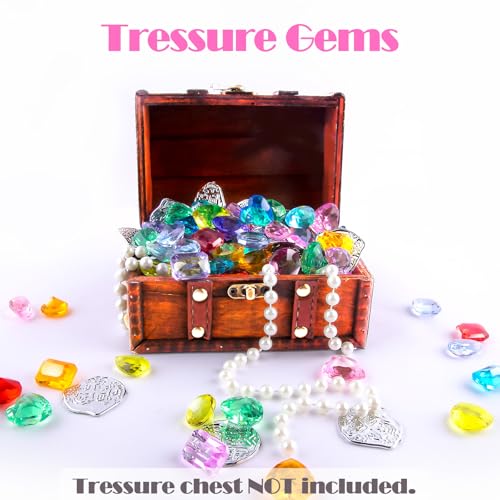 Niceup 200+pcs Kids Gemstones Toys for Pirate Treasure Princess Party Favor Pool Diving Gems Vase Filler Plastic Acrylic Fake Jewels Decors with Heart Diamond Drop Oval Rectangle Square Triangle - style: Diamond 7-Style Mini (about 200pcs)