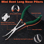 SPEEDWOX Mini Long Nose Pliers with Serrated Jaw - Long Reach Needle Nose Pliers for Jewelry Making, Bending Wire & Small Object Gripping - style: Bent Long Nose Pliers Serrated Jaws