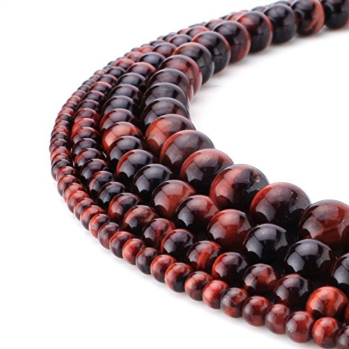RUBYCA Natural Red Tiger Eye Quartz Gemstone Round Loose Beads for Jewelry Making 1 Strand - 4mm - color: Red Tiger Eye, size: 4 MM