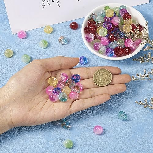 FASHEWELRY 128Pcs Glass Flower Beads Caps Crystal Flower Spacer Beads Colorful Transparent Bell Floral Loose Beads Bulk for Jewelry Making Necklace Bracelet - color: Bell Flower Beads Caps