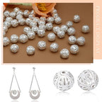 TOAOB 100pcs 12mm Silver Filigree Hollower Ball Beads Round Metal Loose Spacer Beads for DIY Crafts Bracelets Necklaces Earrings Jewelry Making - color: Silver, size: 12mm